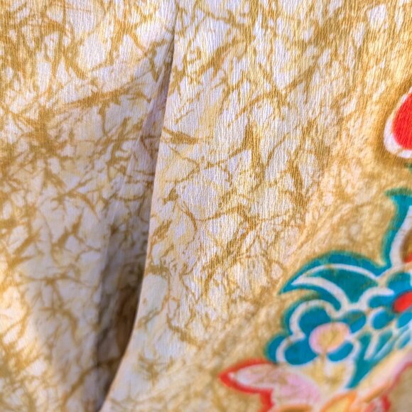 Vintage Malihini Hawaii Womens Sz M/L? Yellow Gold Floral Bow Aloha Midi Dress - Picture 8 of 11